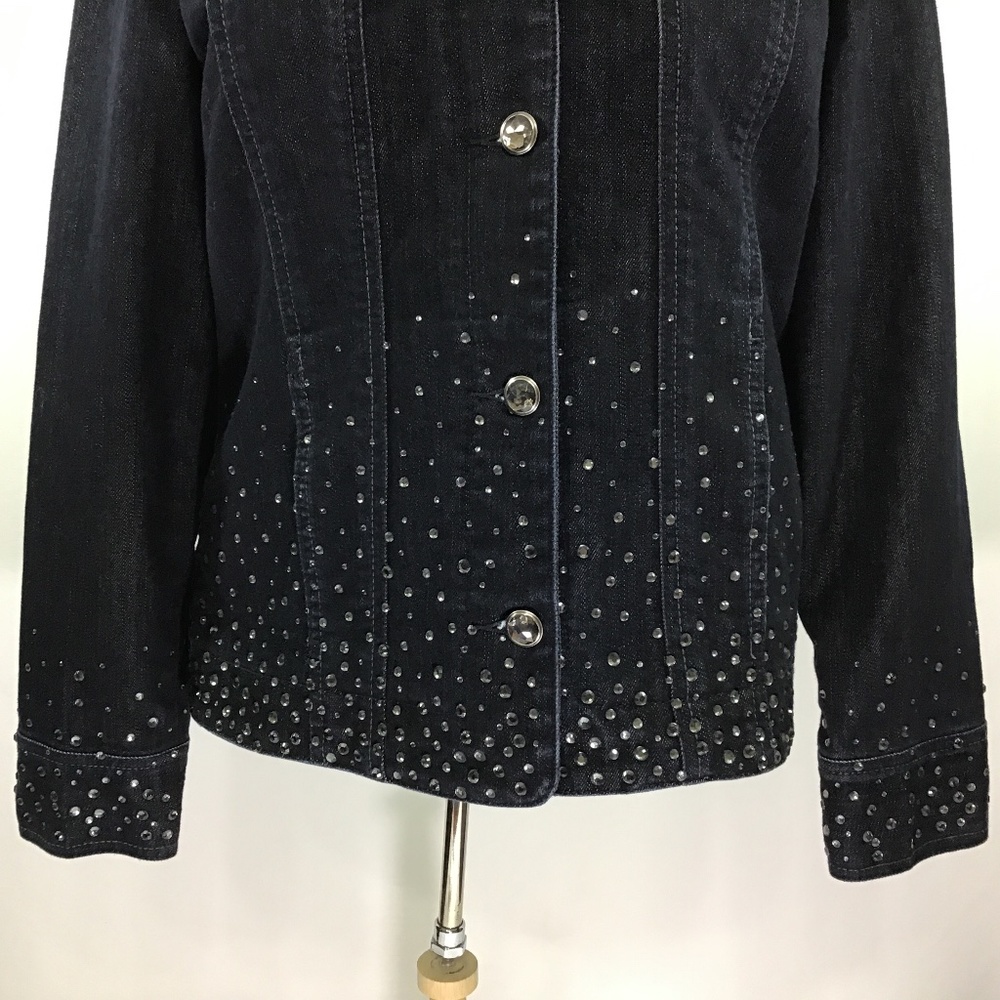 Chico’s Blue Denim Rhinestone Jacket - Picture 3 of 12